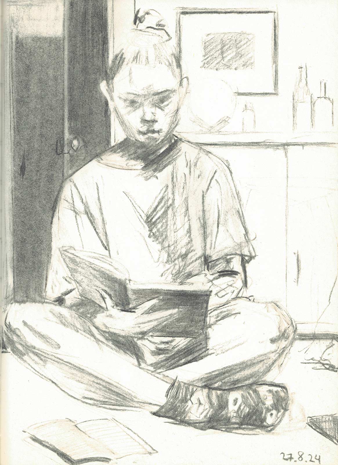 Sketch 2024 by Vera den Arend - handcrafted charcoal - 17x23cm