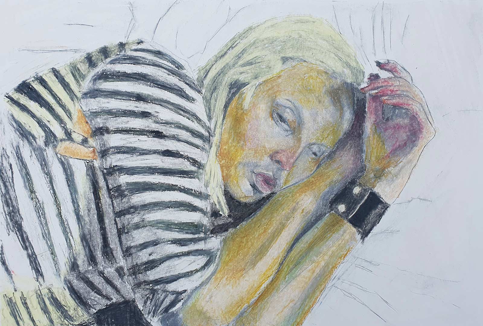 sleepers - half-asleep - oil pastel on paper - 59x42cm - 2015